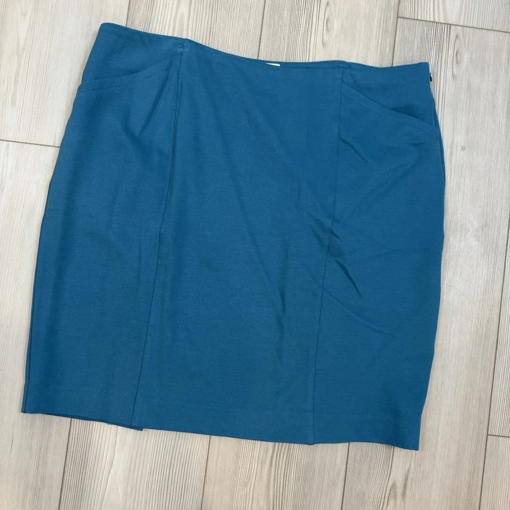 Cabi Skirt Womens‎ 14 Sigourney Pencil Straight Turquoise Office Stretch 3220